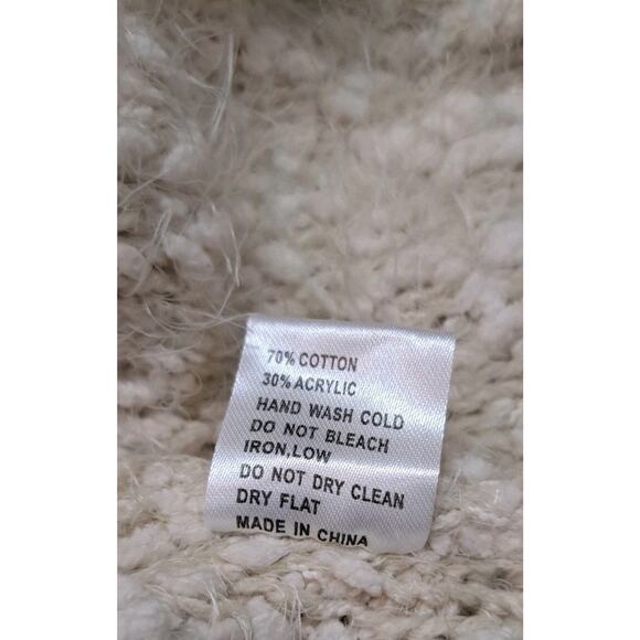 POL Cream Hooded Textured Boucle Sweater Cardigan Large Slouchy Boho Lounge - Picture 6 of 6